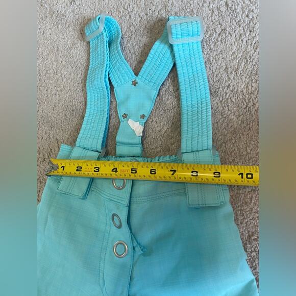Toddler Snow Pants Overall Bib Size 2T Aqua Blue Silver Star Embellished Winter - Picture 11 of 12